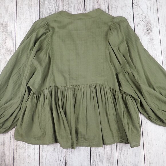 BANANA REPUBLIC Women M Balloon Long Sleeve Top Embroidered Peasant Blouse - Picture 3 of 8